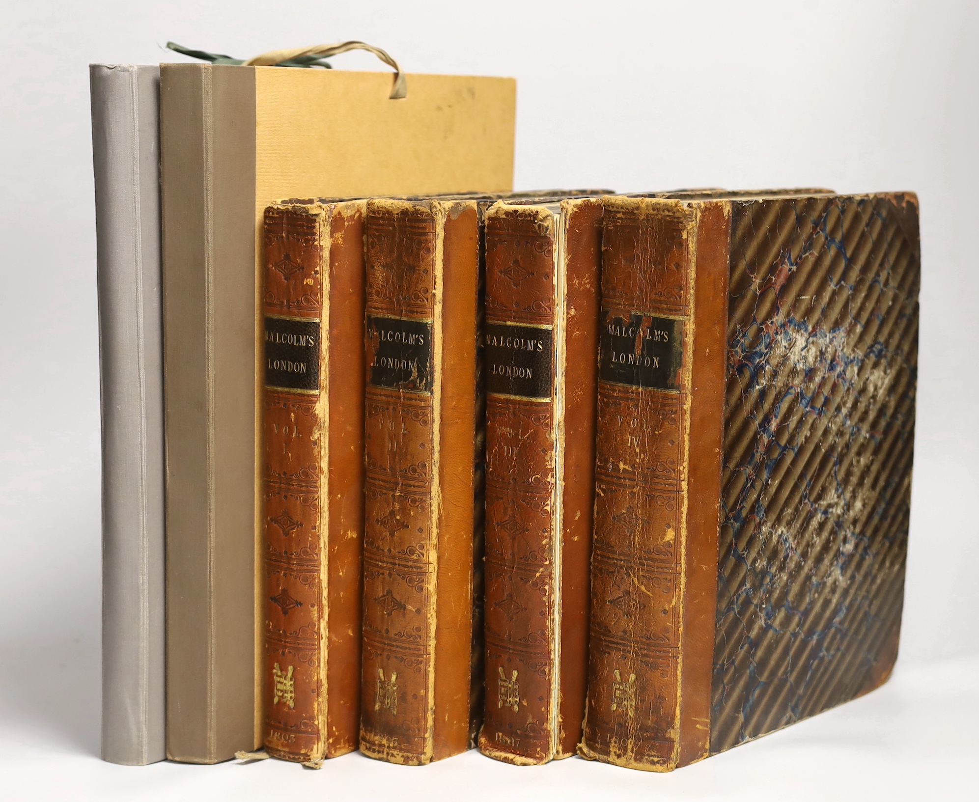 James Pellier Malcolm, London Redivivium, (4 volumes) together with Petit Dedifaces Architectural 2 albums. France & Spain